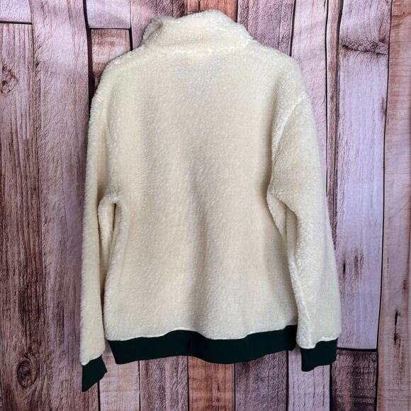 Octobre Editions Callan Fleece Jacket Pullover Ecru/Green XL Fall Winter Classic - Picture 2 of 9